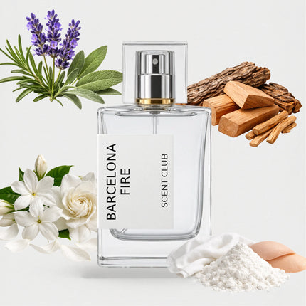 Rodriguez Poudree inspired by Barcelona Fire - Musky, White Floral, Woody, Aromatic accord icons