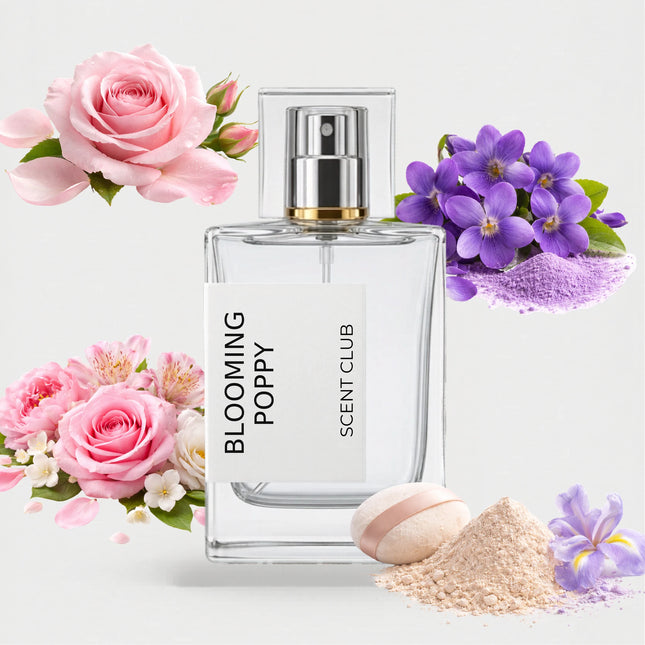 Flower inspired by Blooming Poppy - Powdery, Floral, Violet, Rose accord icons