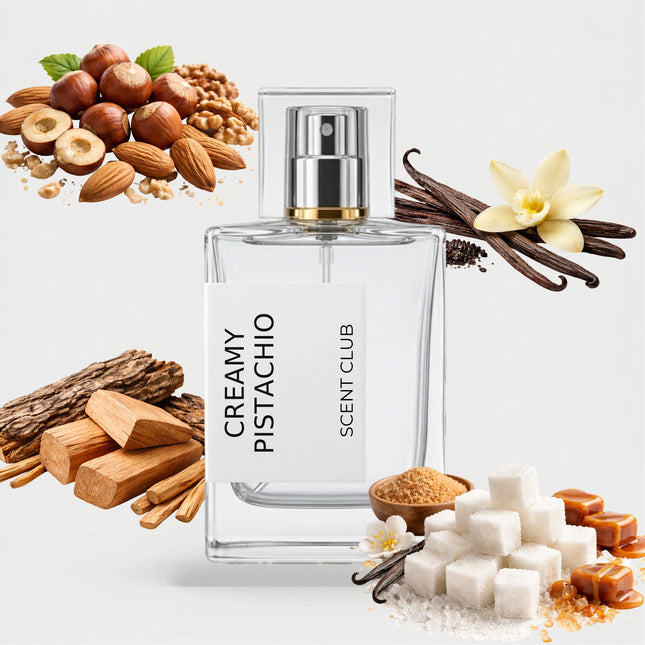 Yum Pistachio inspired by Creamy Pistachio - Sweet, Woody, Vanilla, Nutty accord icons
