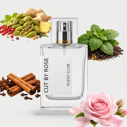 Rose Prick inspired by Cut By Rose - Rose, Warm Spicy, Patchouli, Fresh Spicy accord icons