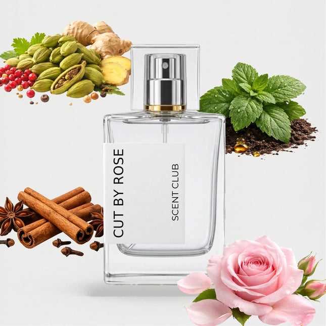 Rose Prick inspired by Cut By Rose - Rose, Warm Spicy, Patchouli, Fresh Spicy accord icons