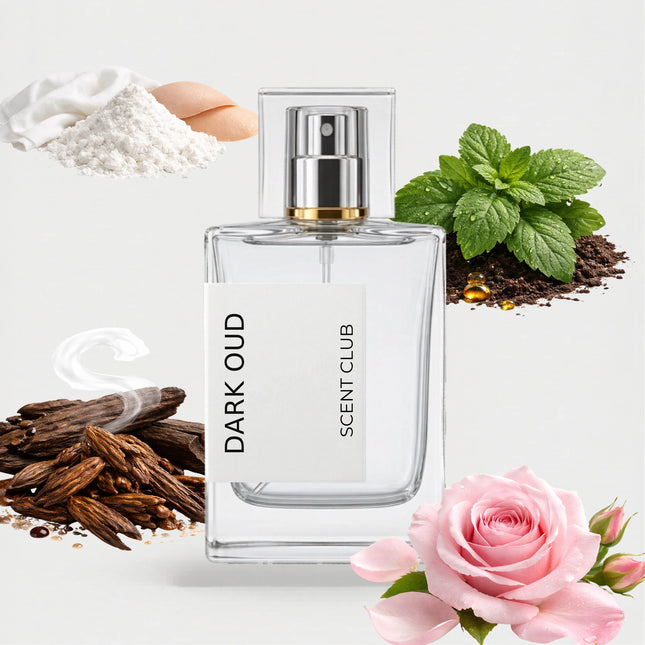 Black Aoud inspired by Dark Oud - Rose, Oud, Patchouli, Musky accord icons