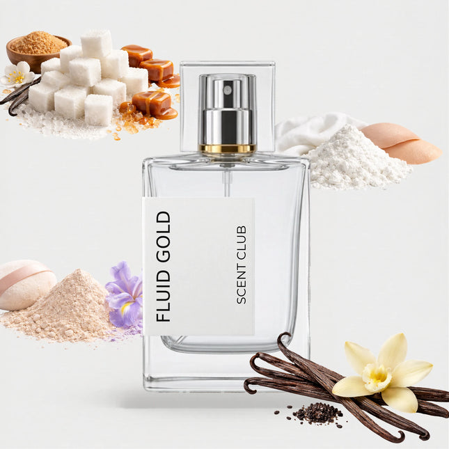 Gentle Fluidity Gold inspired by Fluid Gold - Vanilla, Powdery, Musky, Sweet accord icons