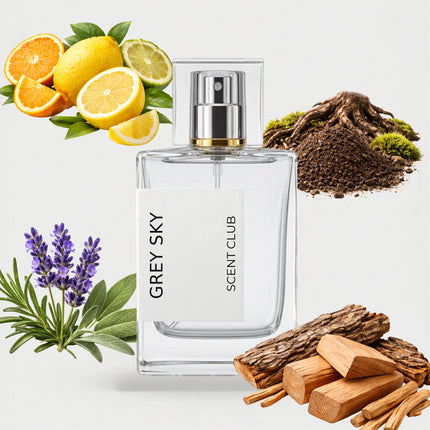 Grey Vetiver inspired by Grey Sky - Woody, Aromatic, Earthy, Citrus accord icons
