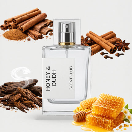 Honey Aoud inspired by Honey & Oudh - Honey, Oud, Warm Spicy, Cinnamon accord icons