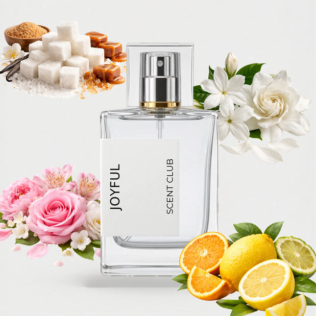 Happy inspired by Joyful - Citrus, Floral, White Floral, Sweet accord icons