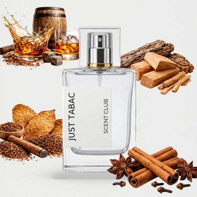 Tobacco Oud inspired by Just Tabac - Warm Spicy, Tobacco, Woody, Whiskey accord icons