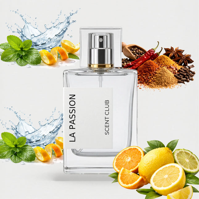 Imagination inspired by La Passion - Citrus, Fresh, Spicy, Green accord icons