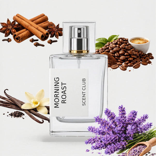 Coffee Break inspired by Morning Roast - Lavender, Vanilla, Coffee, Warm Spicy accord icons
