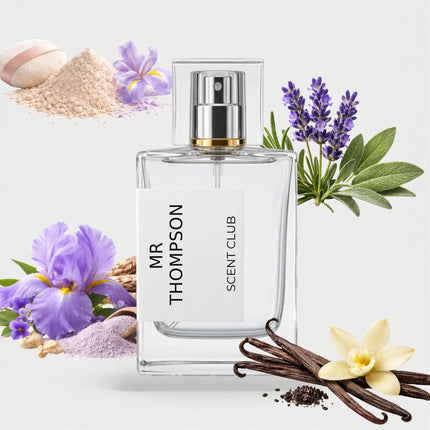 The Omniscient Mr Thompson inspired by Mr Thompson - Vanilla, Iris, Aromatic, Powdery accord icons