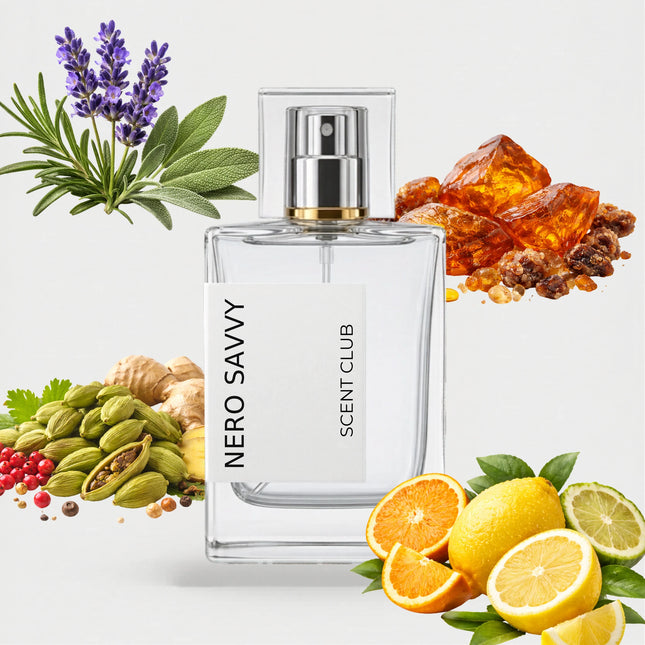 Neroli Sauvage inspired by Nero Savvy - Citrus, Fresh Spicy, Amber, Aromatic accord icons
