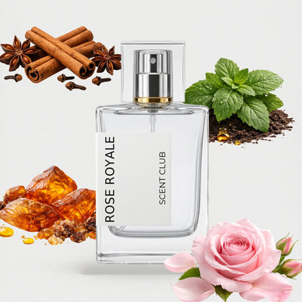 Rose Amira inspired by Rose Royale - Rose, Amber, Patchouli, Warm Spicy accord icons