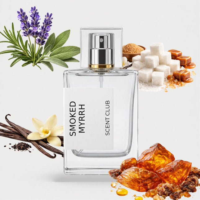 Jo Malone Myrrh & Tonka inspired by Smoked Myrrh - Amber, Vanilla, Sweet, Aromatic accord icons