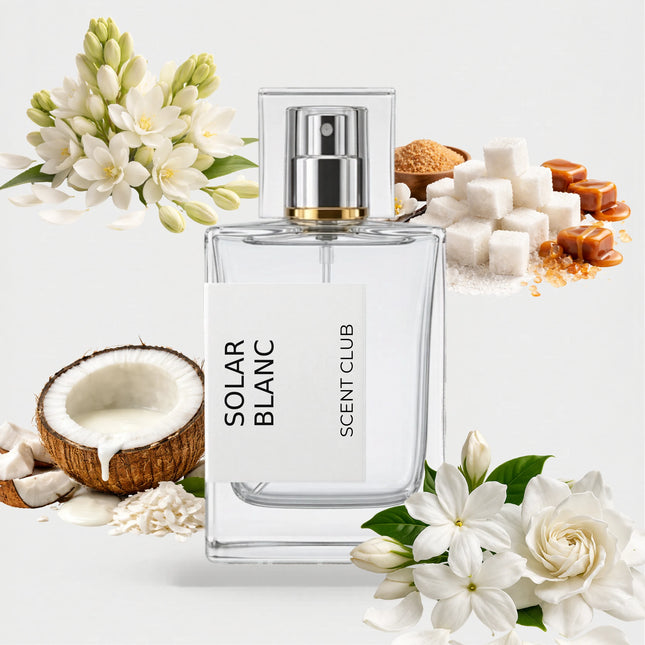 Soleil Blanc inspired by Solar Blanc - White Floral, Coconut, Sweet, Tuberose accord icons