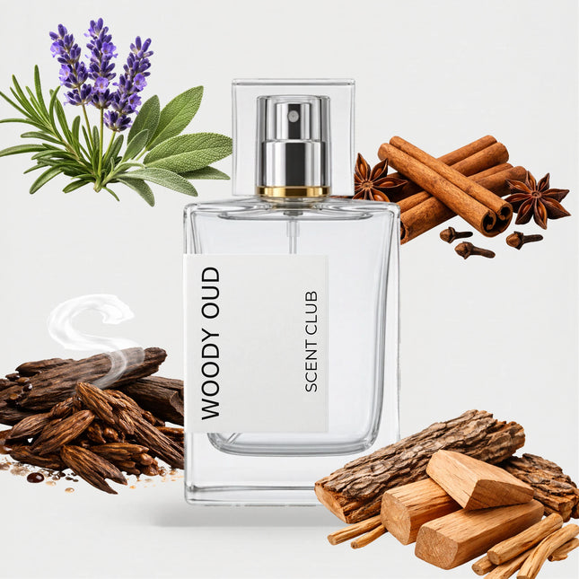 Oud Wood inspired by Woody Oud - Woody, Oud, Warm Spicy, Aromatic accord icons